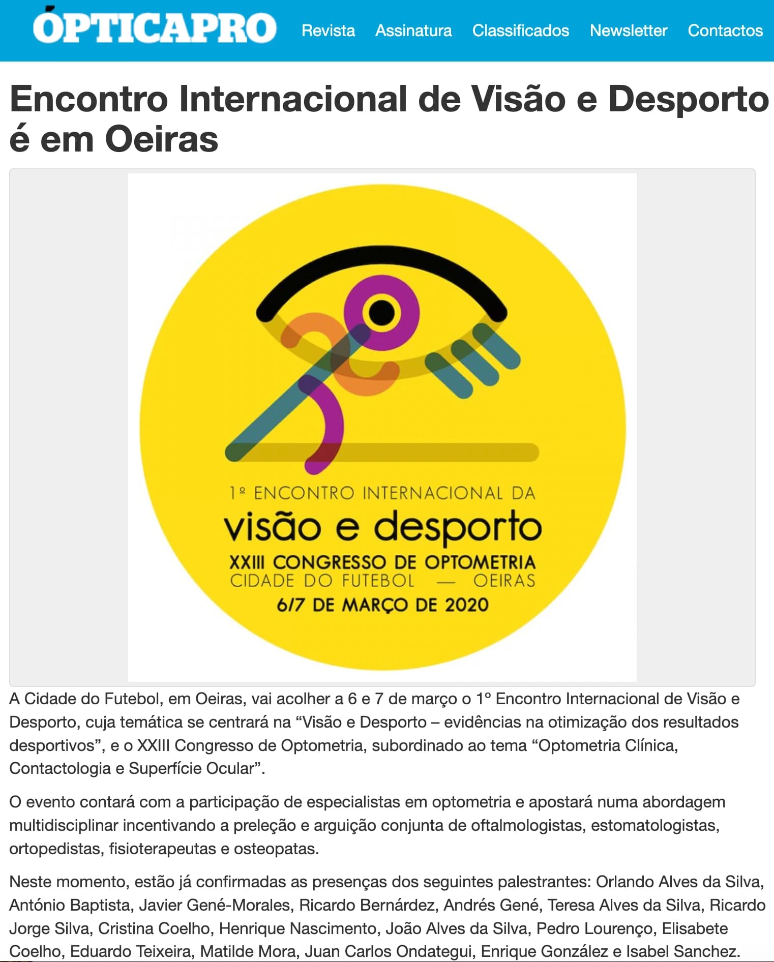1º Encontro Internacional de Visão e Desporto é em Oeiras