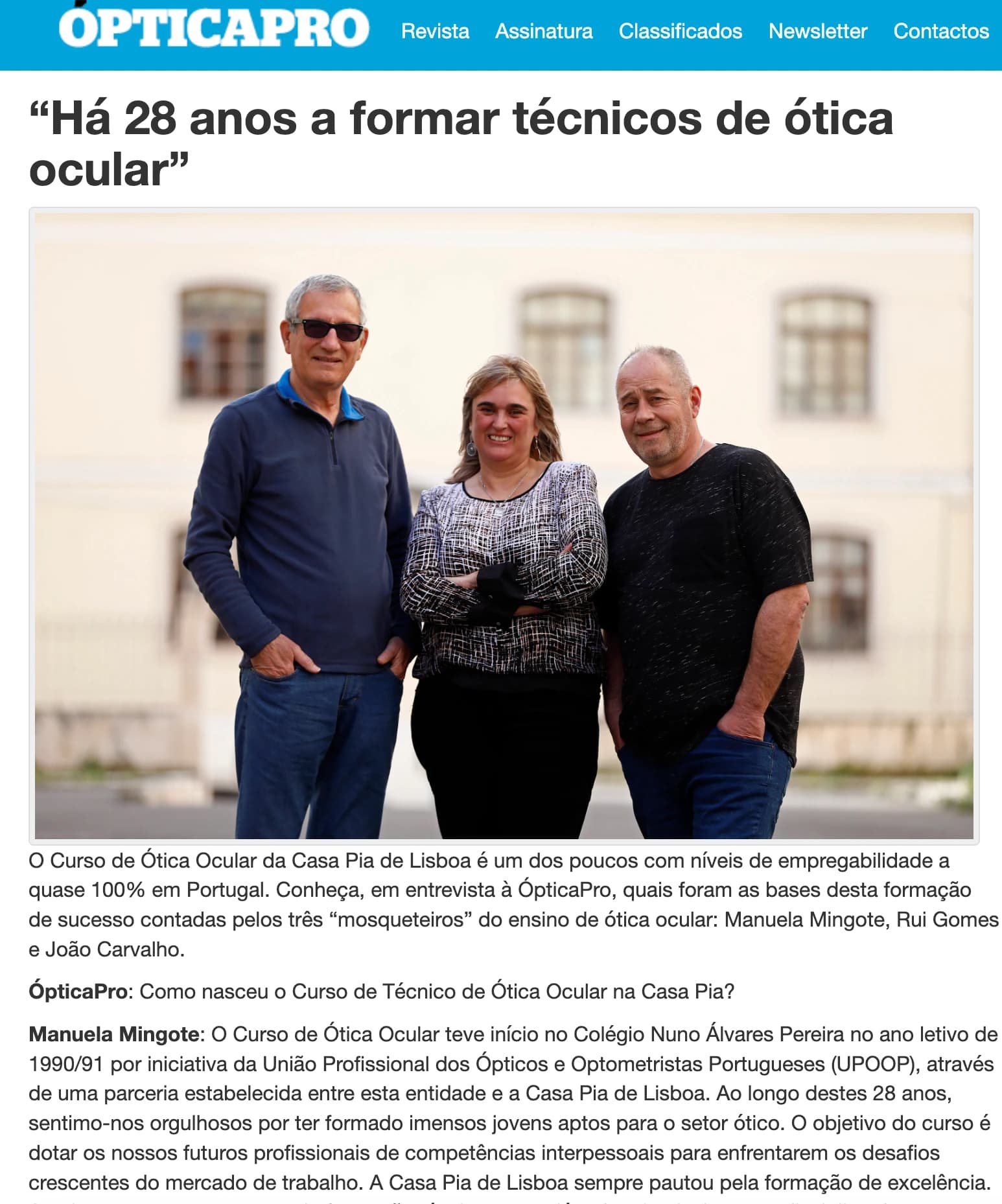 Há 28 anos a formar técnicos de ótica ocular