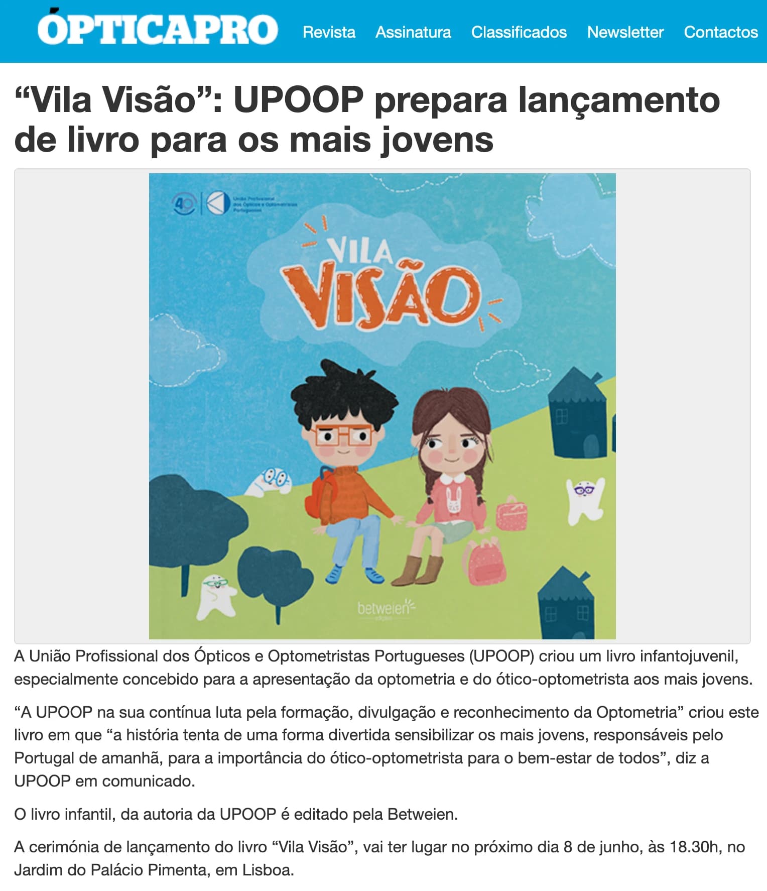 “Vila Visão”: UPOOP prepara lançamento de livro para os mais jovens