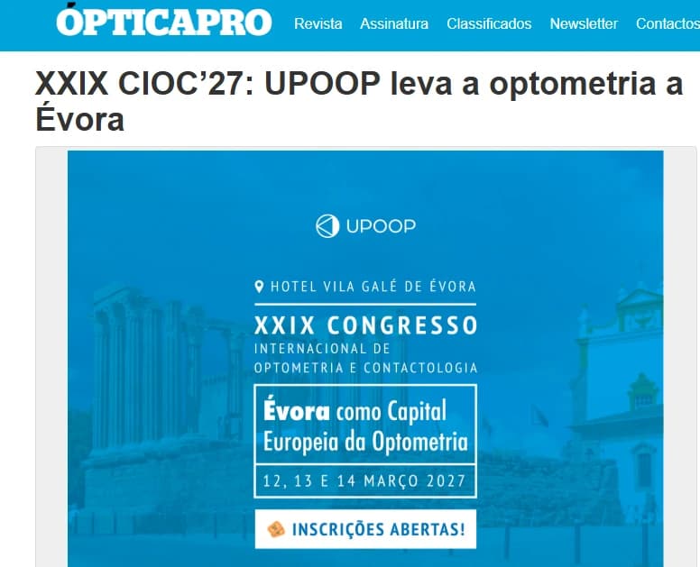 XXIX CIOC’27: UPOOP leva a optometria a Évora