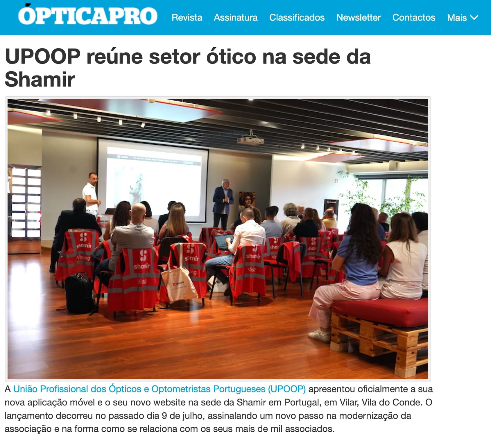UPOOP reúne setor ótico na sede da Shamir